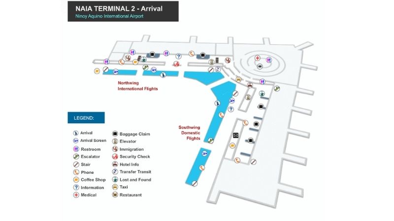 Arrival Hall Map of Ninoy Aquino International Airport Terminal 2