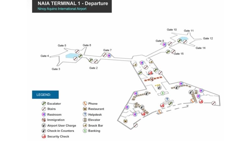 Manila Airport Terminal 1 Departure Hall Map